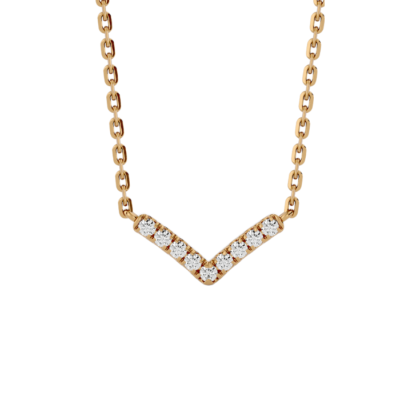 Wishbone diamond necklace in yellow gold